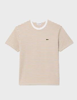 Camiseta Lacoste Rayas TH9749-00 Beige/Blanco