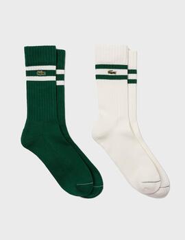 Calcetines Lacoste Pack 2 RA6842-00YRR Verde/Blanc