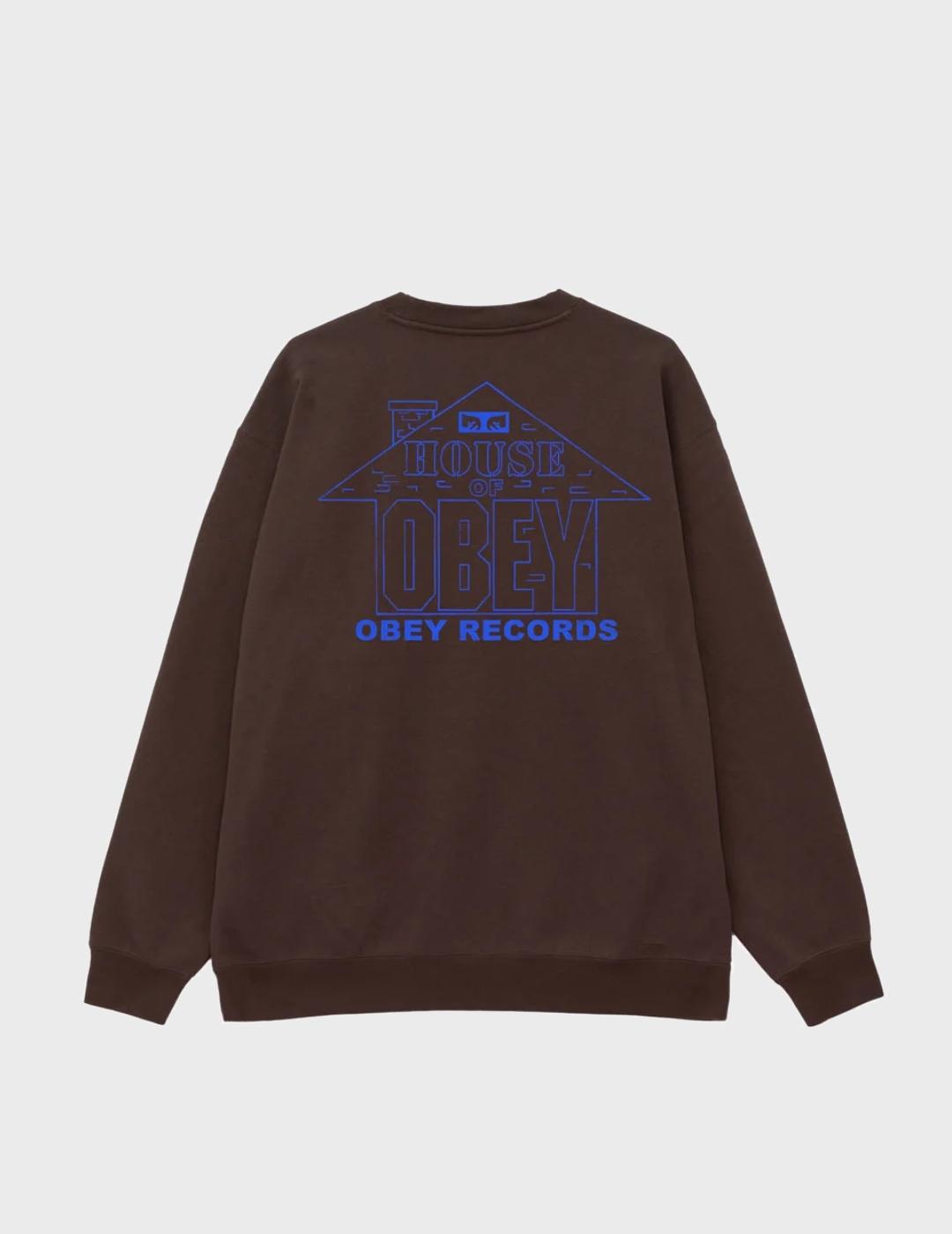 Sudadera Obey House Of Obey Records Java Brown