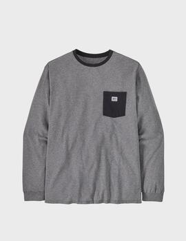 Camiseta Patagonia L/S Shop Sticker Gravel Heather