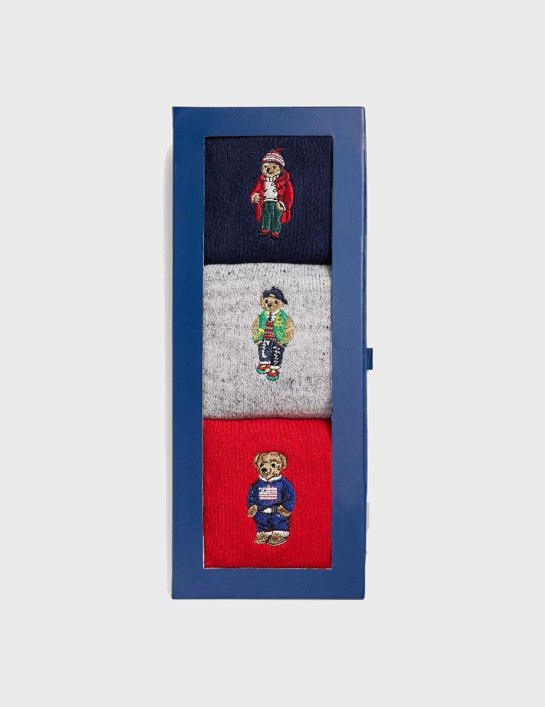 Calcetines Polo Ralph Lauren Bears Gift Box R/G/M