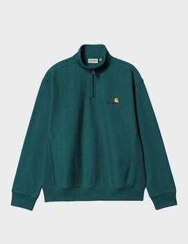 Sudadera Carhartt WIP Half Zip American Script Malachite