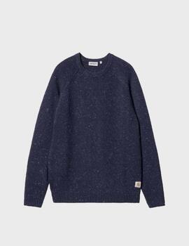 Jersey Carhartt WIP Anglistic Sweater Speckled Airforce Blue