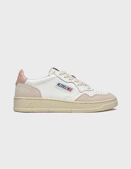 Zapatillas Autry Medalist Low piel Blanca y ante beige Woman