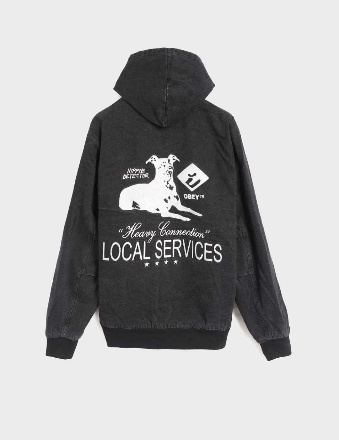 Chaqueta Obey Local Service Zip Up Hood FadedBlack