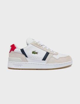 Zapatillas Lacoste T-Clip Piel y Ante Tricolor Wht/Nvy/Red